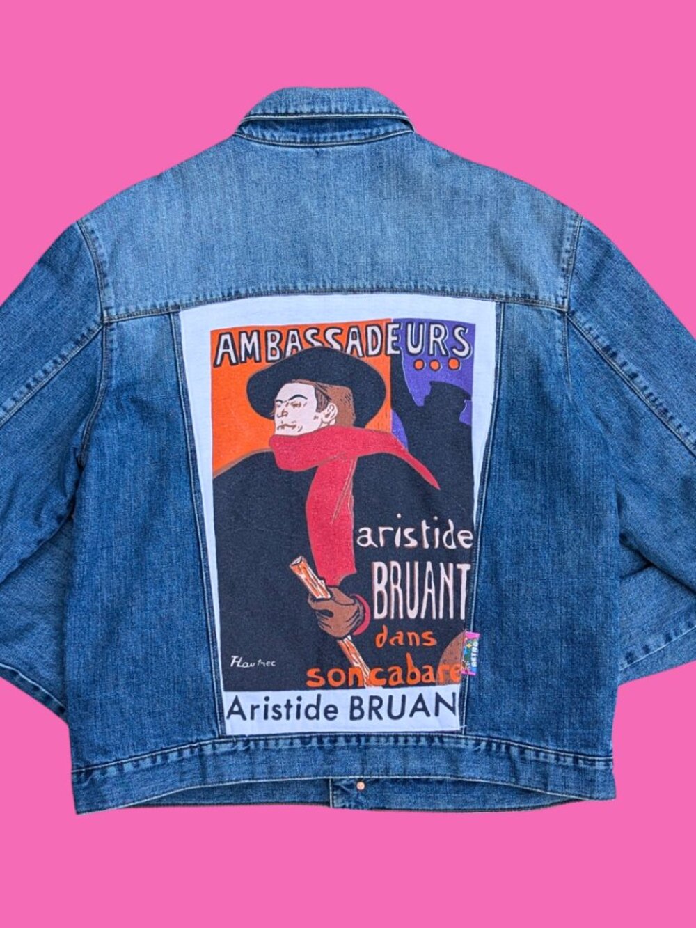 Aristide Bruant Upcycled T-Shirt Denim Jacket Size L